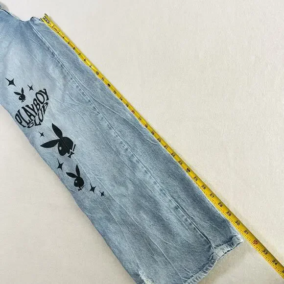 Playboy by PacSun Size 23 Eco Super Distressed High Waisted Baggy Jeans - Picture 6 of 15